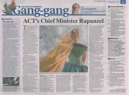 ACT's Chief Minister Rapunzel by Ian Warden